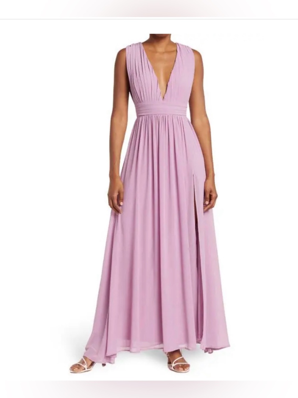 Large LOVE BY DESIGN Athen Plunging V-Neck Maxi Dress Lavender Color